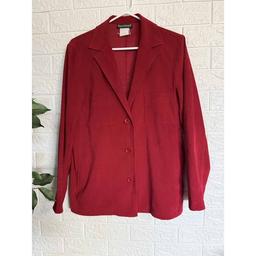 Vintage Harve Benard Red Blazer Womens Size 14 Cotton Blend Professional Jacket